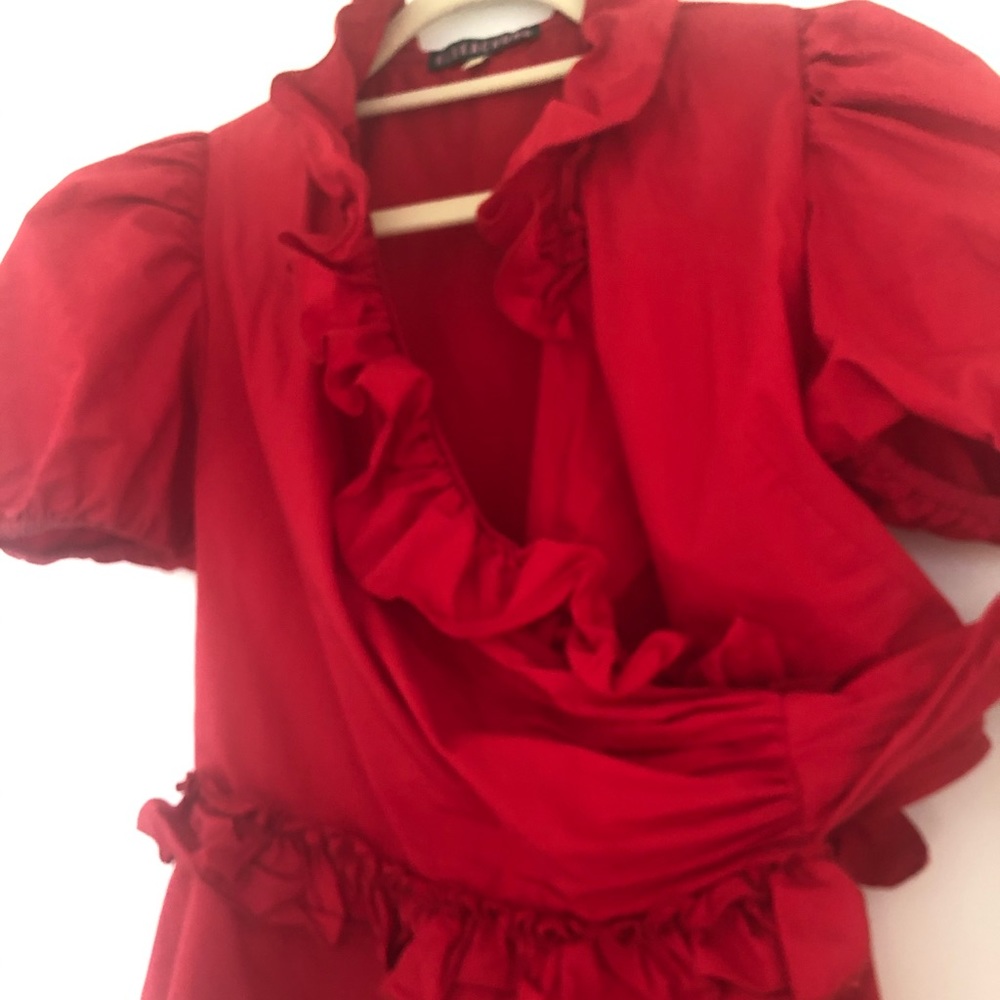 Red Ruffle Wrap Top - Picture 5 of 6